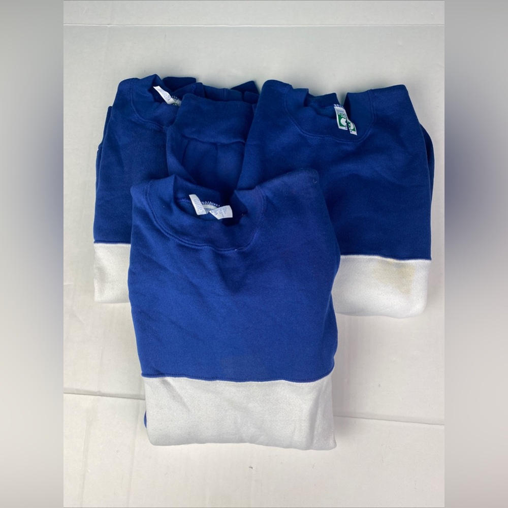 Vintage Discus Adult Small Sweatshirts Crew Neck Blue White Cotton Polyester